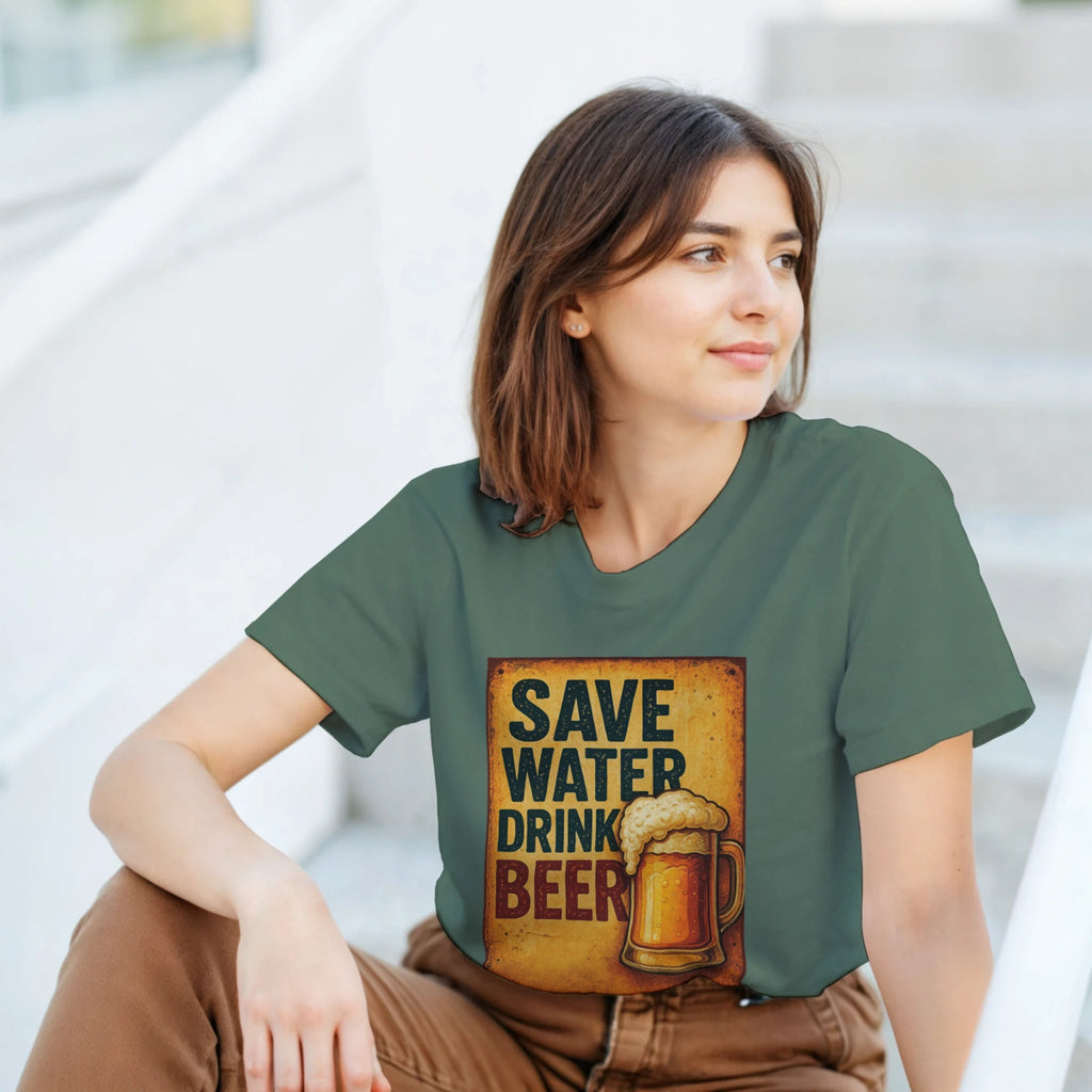 Save Water Drink Beer Cotton T-Shirt – Durable Casual Tee - Authentic Patriot