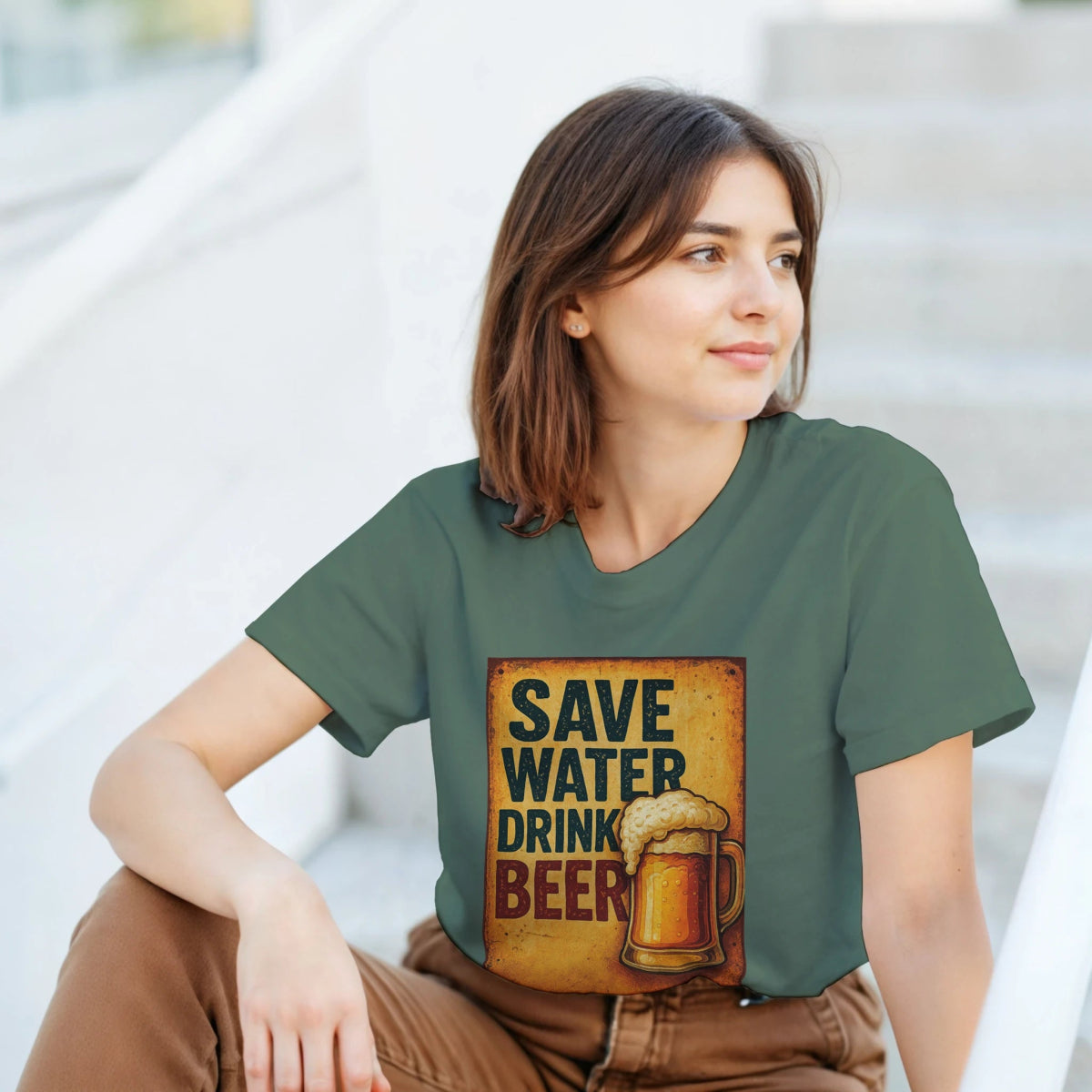 Save Water Drink Beer Cotton T-Shirt – Durable Casual Tee - Authentic Patriot