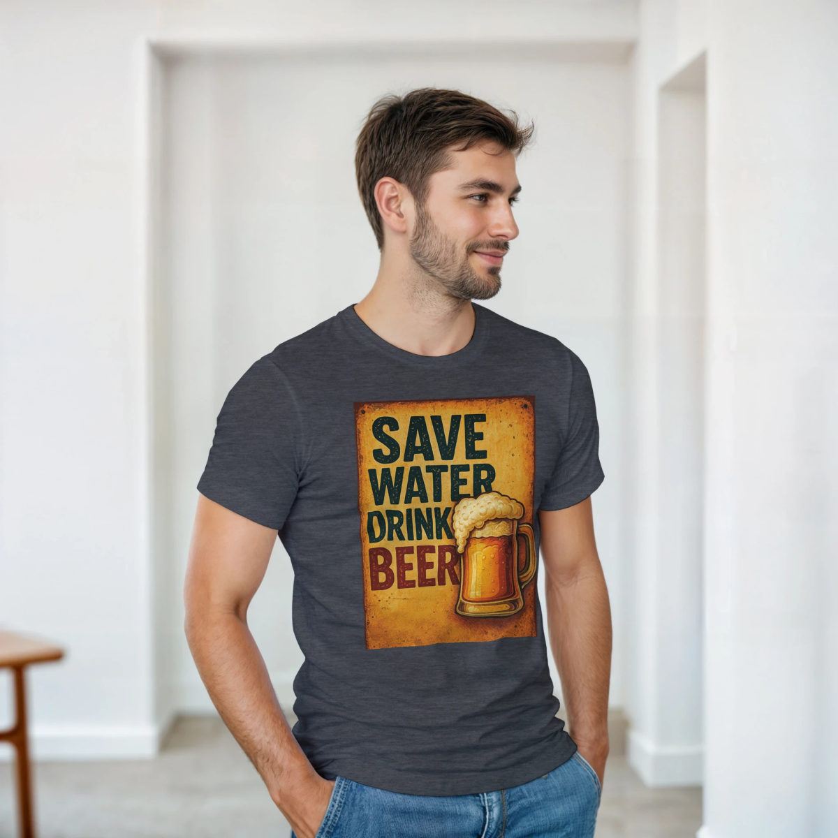 Save Water Drink Beer Cotton T-Shirt – Durable Casual Tee - Authentic Patriot