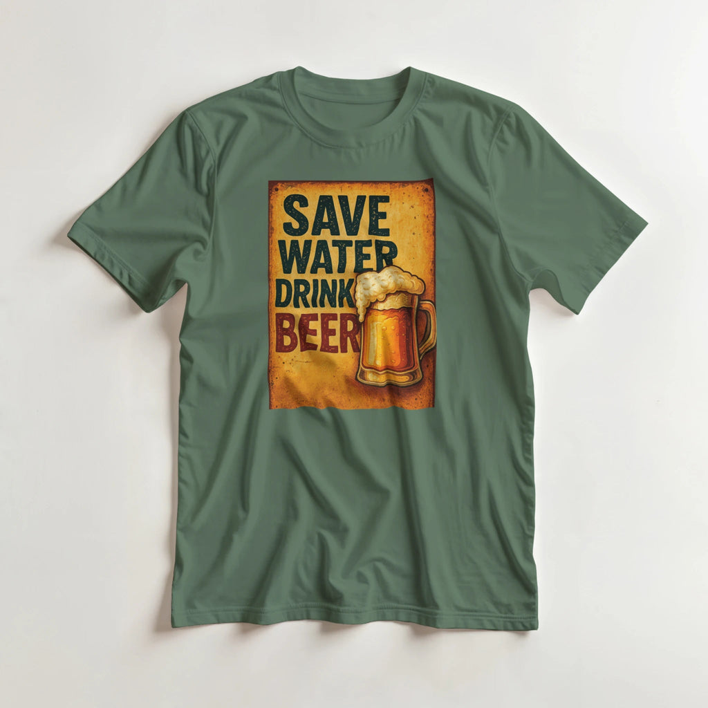 Save Water Drink Beer Cotton T-Shirt – Durable Casual Tee - Authentic Patriot