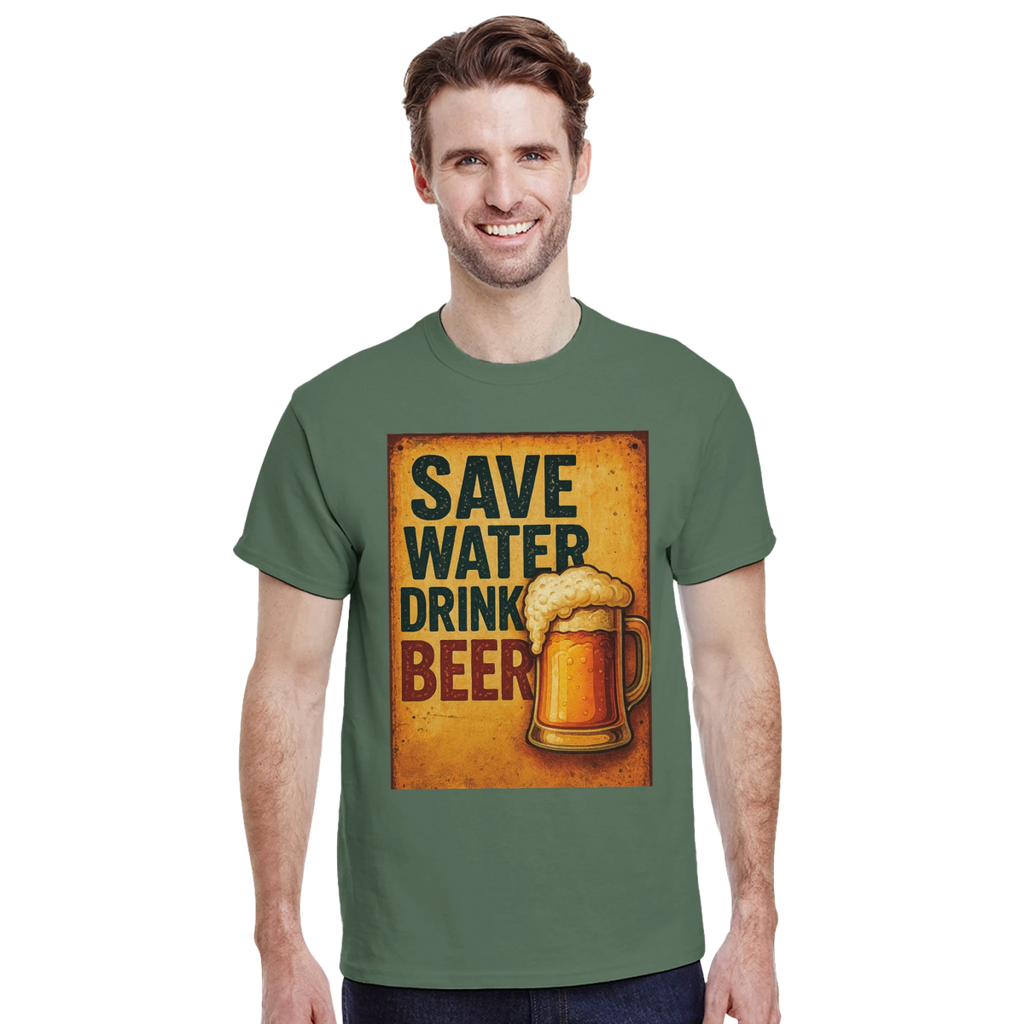 Save Water Drink Beer Cotton T-Shirt – Durable Casual Tee - Authentic Patriot