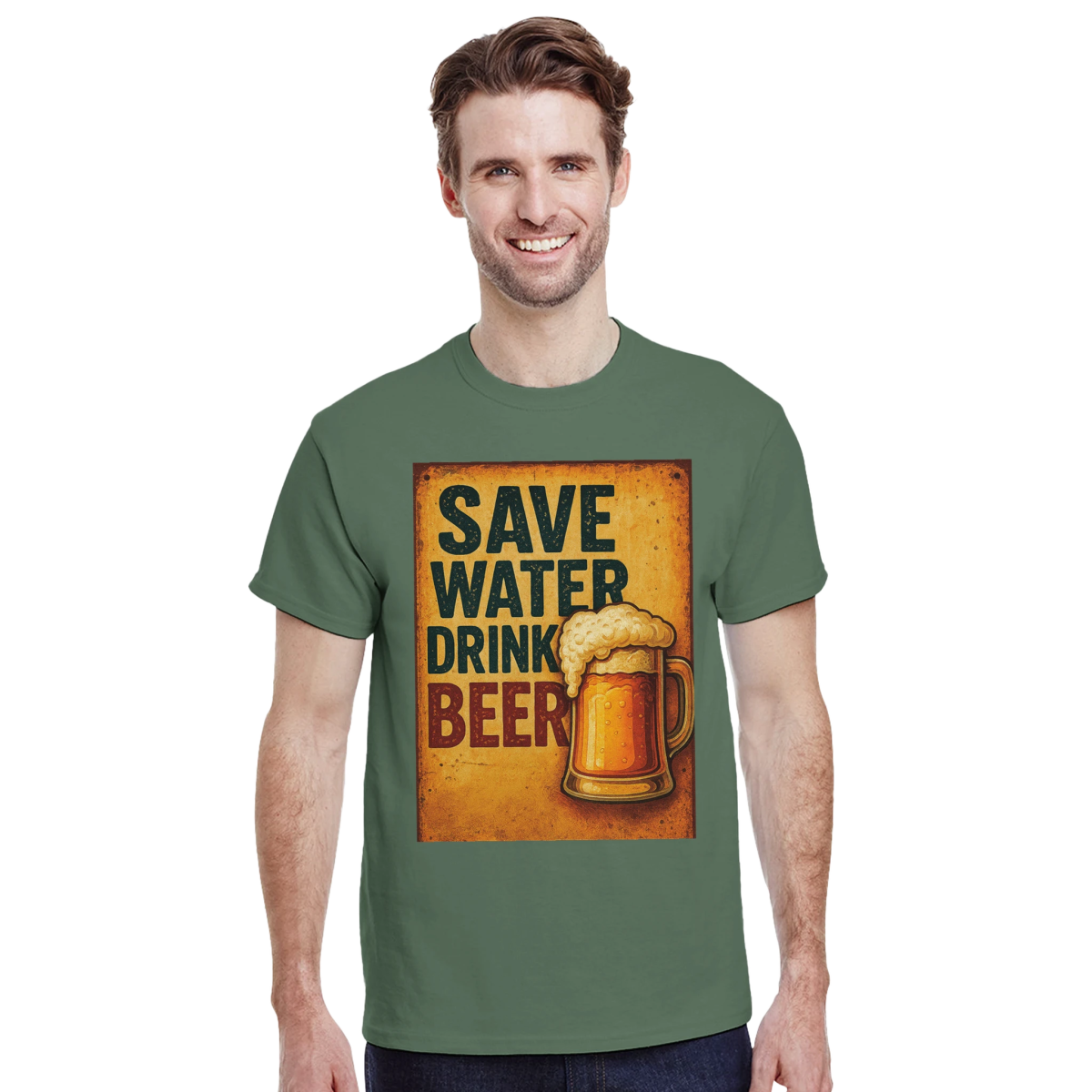 Save Water Drink Beer Cotton T-Shirt – Durable Casual Tee - Authentic Patriot