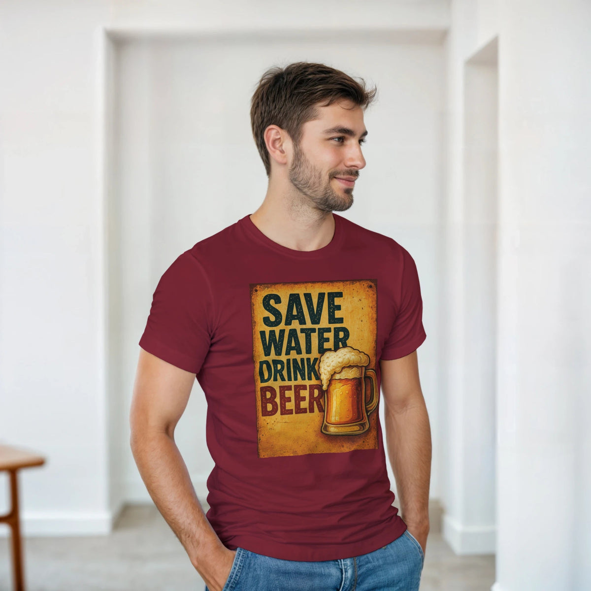 Save Water Drink Beer Cotton T-Shirt – Durable Casual Tee - Authentic Patriot