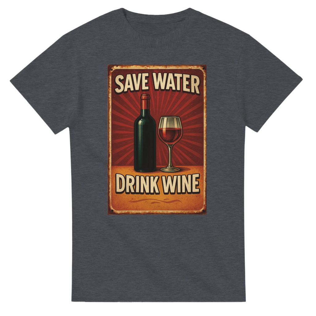 Save Water Drink Wine Cotton T-Shirt – Classic Fit Graphic Tee - Authentic Patriot