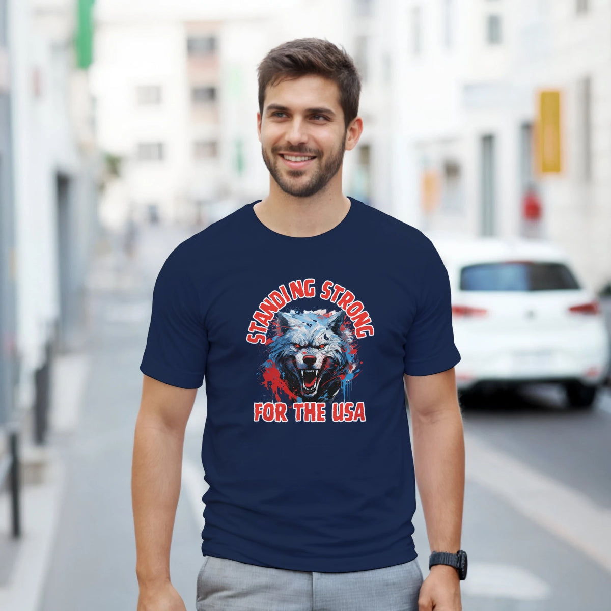 Stand Strong For The USA Heavyweight Cotton T-Shirt – Classic Fit Casual Wear - Authentic Patriot