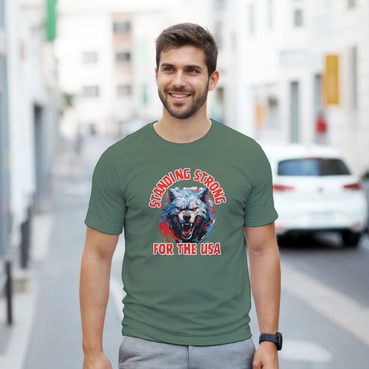 Stand Strong For The USA Heavyweight Cotton T-Shirt – Classic Fit Casual Wear - Authentic Patriot