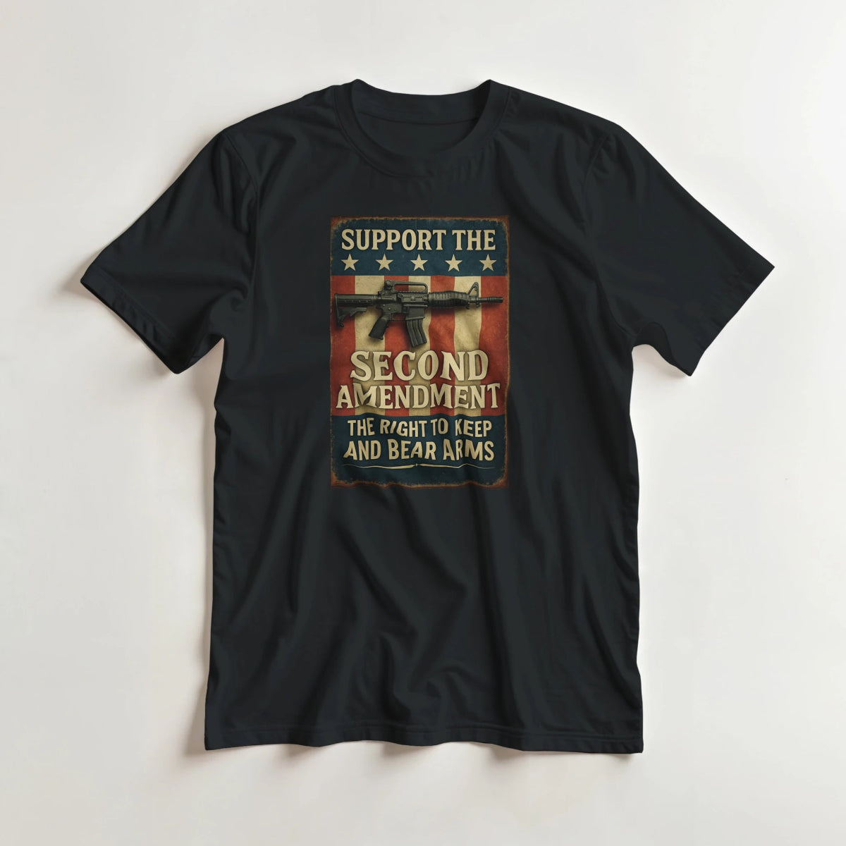Support The Second Amendment Heavyweight Cotton T-Shirt - Classic Fit Casual Wear - Authentic Patriot