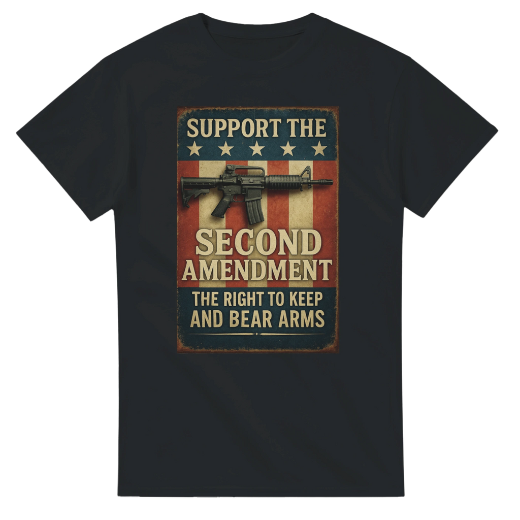 Support The Second Amendment Heavyweight Cotton T-Shirt - Classic Fit Casual Wear - Authentic Patriot