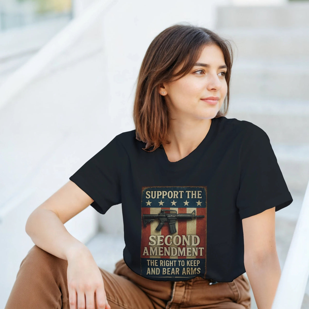 Support The Second Amendment Heavyweight Cotton T-Shirt - Classic Fit Casual Wear - Authentic Patriot