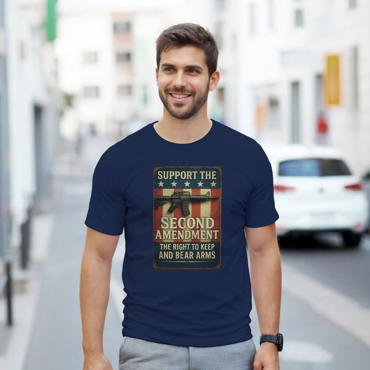 Support The Second Amendment Heavyweight Cotton T-Shirt - Classic Fit Casual Wear - Authentic Patriot