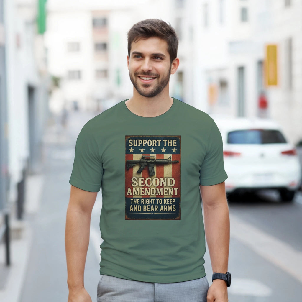 Support The Second Amendment Heavyweight Cotton T-Shirt - Classic Fit Casual Wear - Authentic Patriot