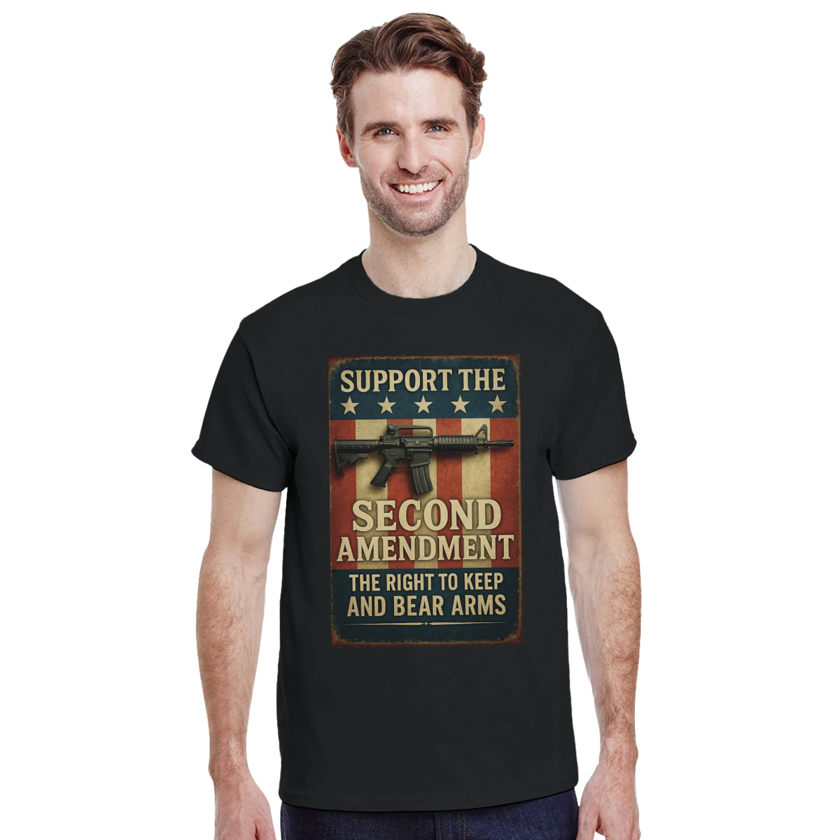 Support The Second Amendment Heavyweight Cotton T-Shirt - Classic Fit Casual Wear - Authentic Patriot