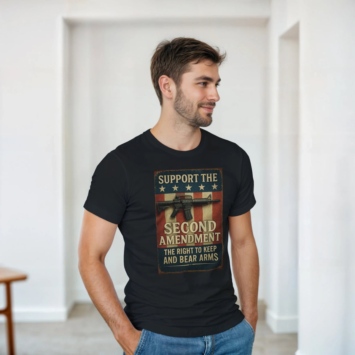 Support The Second Amendment Heavyweight Cotton T-Shirt - Classic Fit Casual Wear - Authentic Patriot