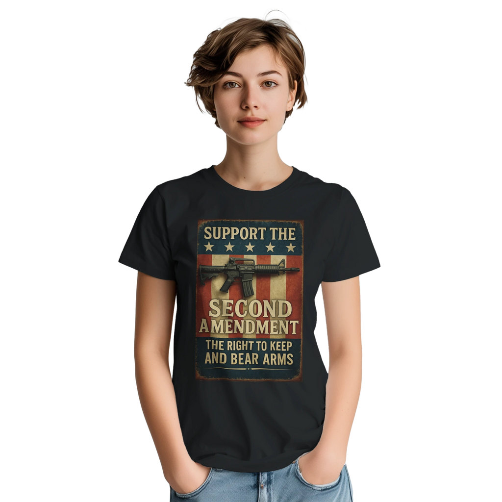 Support The Second Amendment Heavyweight Cotton T-Shirt - Classic Fit Casual Wear - Authentic Patriot
