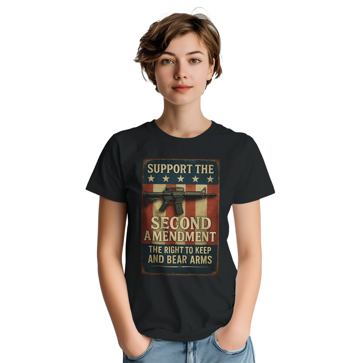 Support The Second Amendment Heavyweight Cotton T-Shirt - Classic Fit Casual Wear - Authentic Patriot