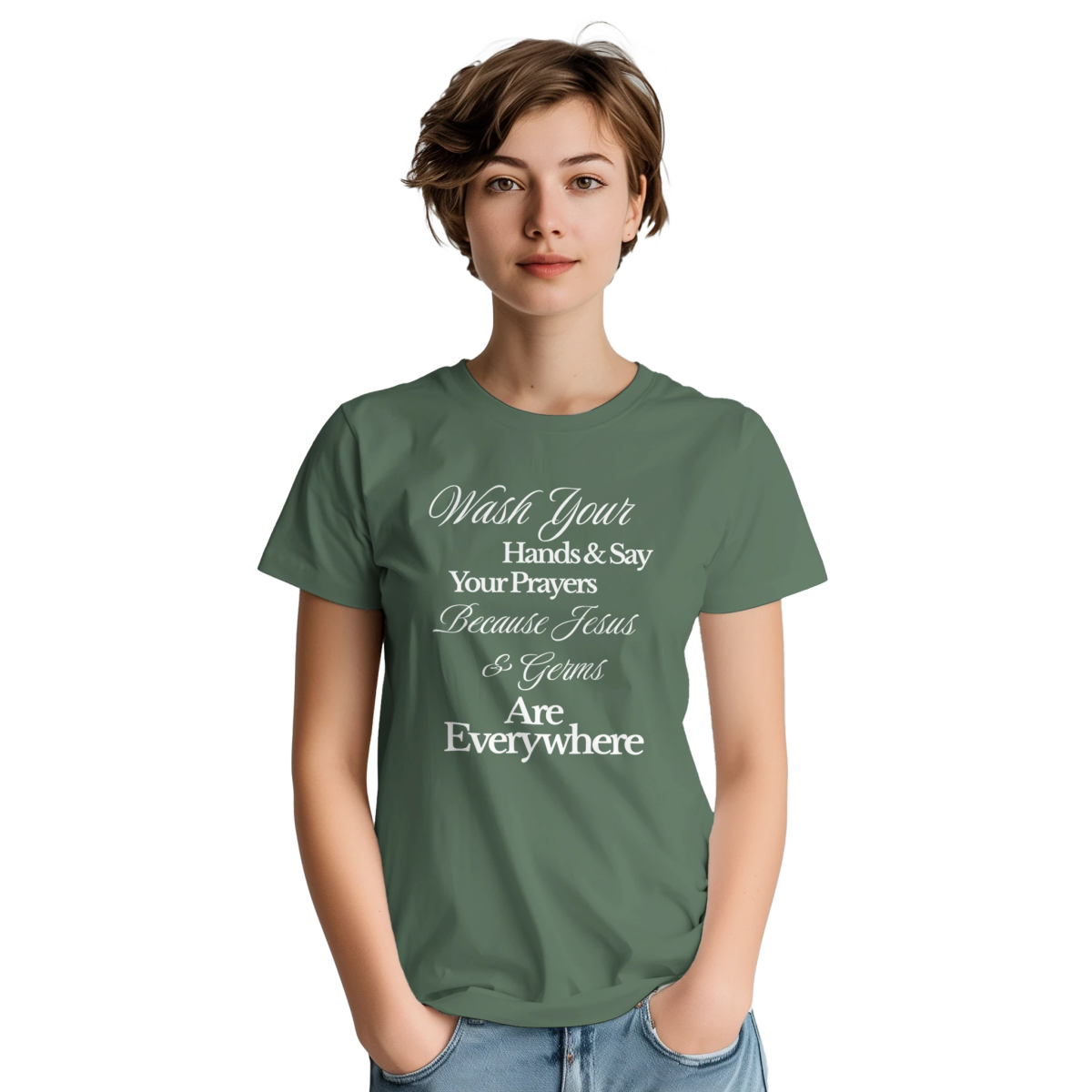 Wash Your Hands And Say Your Prayers T-Shirt – Jesus & Germs Design - Authentic Patriot