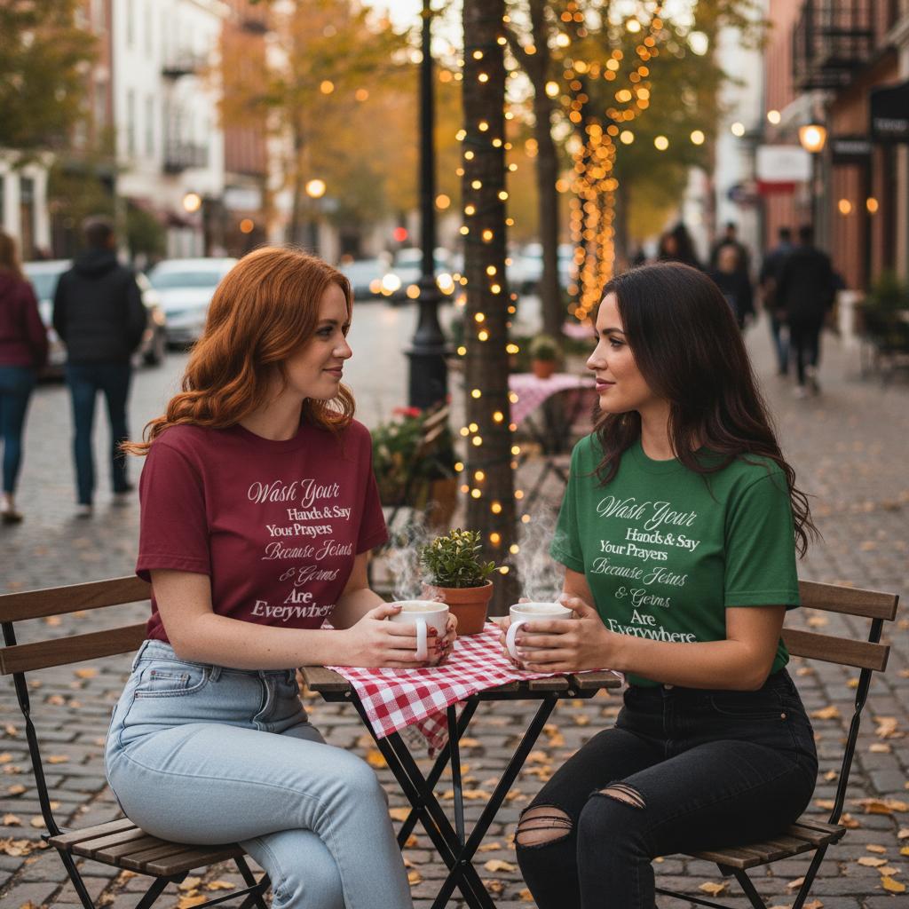 Wash Your Hands And Say Your Prayers T-Shirt – Jesus & Germs Design - Authentic Patriot