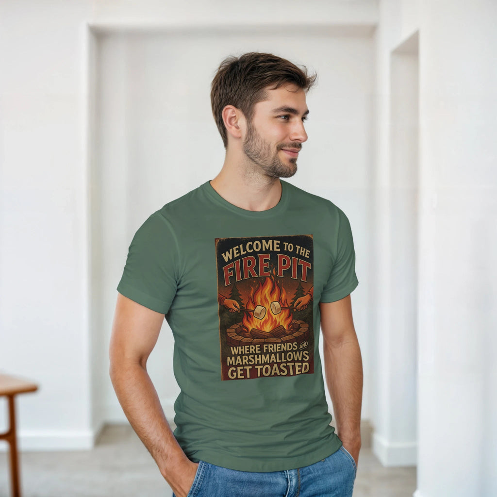 Welcome To The Firepit T-Shirt – Toasted Friends & Marshmallows Design - Authentic Patriot