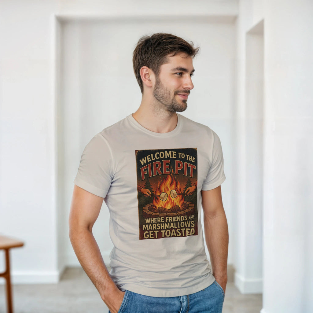 Welcome To The Firepit T-Shirt – Toasted Friends & Marshmallows Design - Authentic Patriot