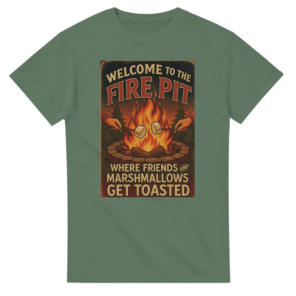 Welcome To The Firepit T-Shirt – Toasted Friends & Marshmallows Design - Authentic Patriot