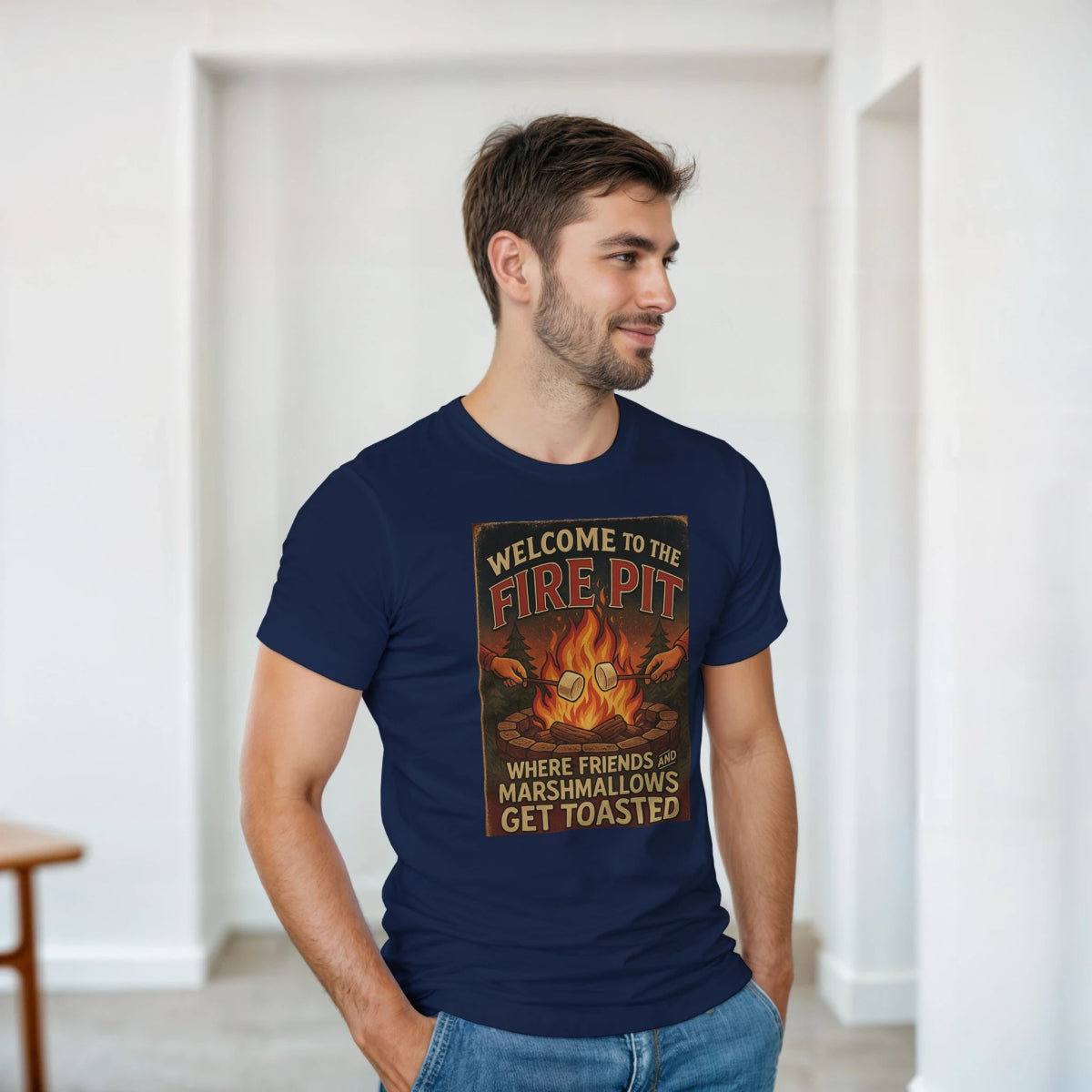 Welcome To The Firepit T-Shirt – Toasted Friends & Marshmallows Design - Authentic Patriot